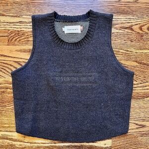 Honor The Gift Embossed Cropped Fitted Sweater Vest Charcoal Gray Size L